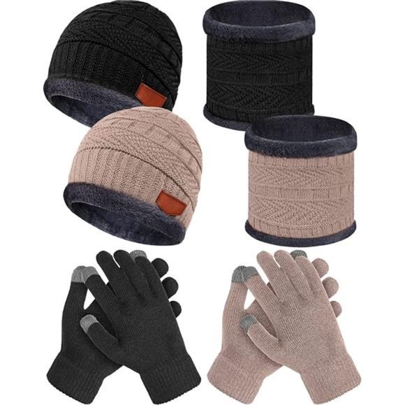 6 Pieces Kids Winter Hat Glove Scarf Sets 5-14 Years Old